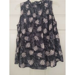 jole top sleeveless baltic print smocking details ruffle collar Sz. S